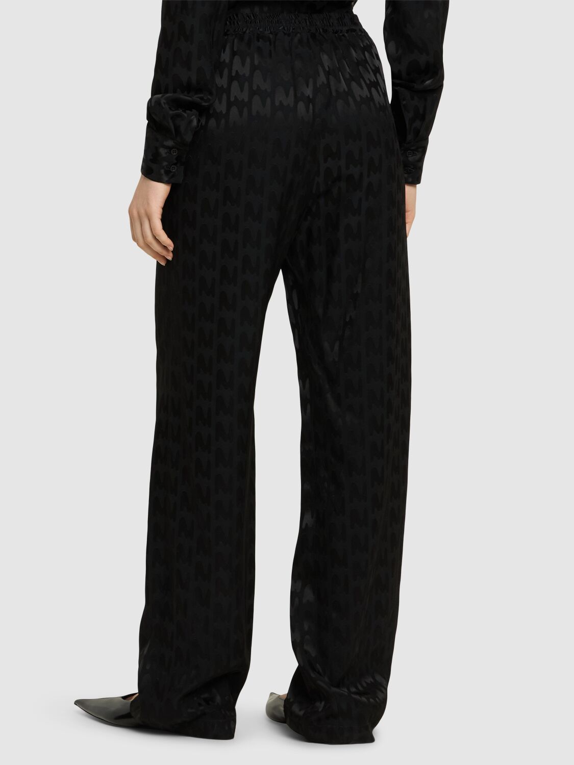 MSGM MONOGRAM FLUID VISCOSE STRAIGHT PANTS 