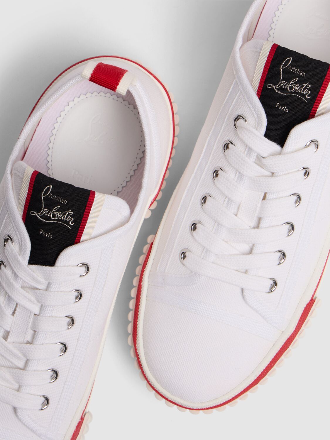 Shop Christian Louboutin 40mm Super Pedro Canvas Sneakers In 화이트