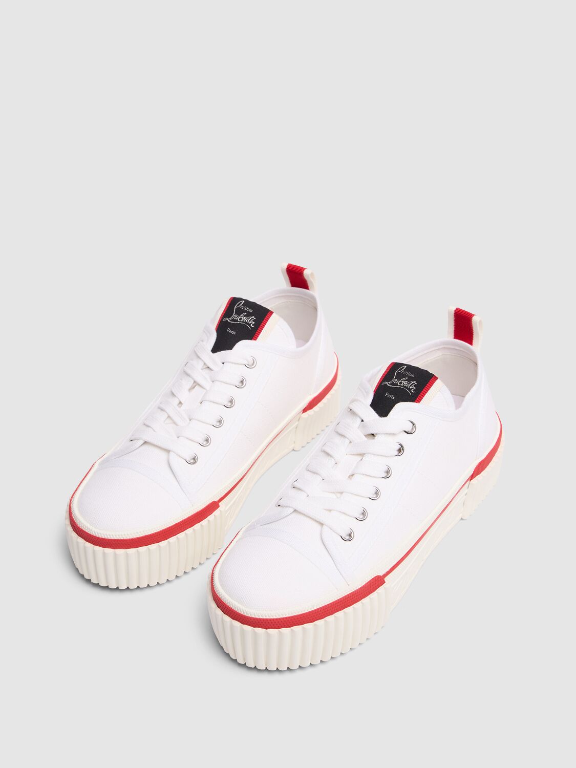 Shop Christian Louboutin 40mm Super Pedro Canvas Sneakers In 화이트