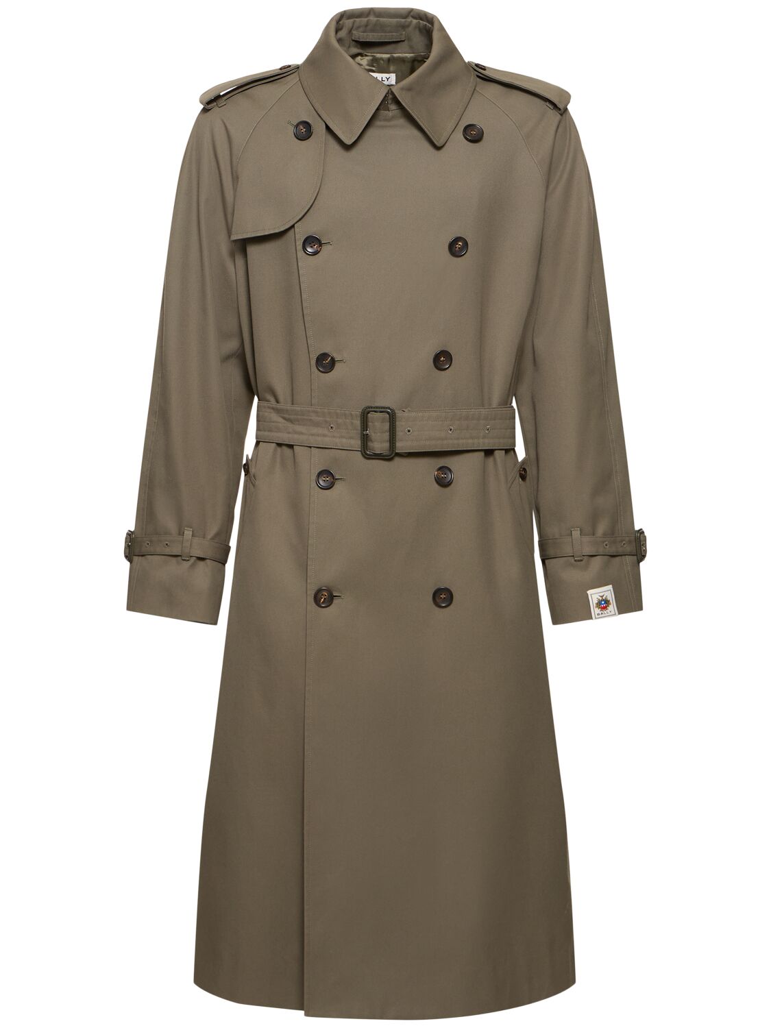Bally Cotton Trench Coat In Military Green