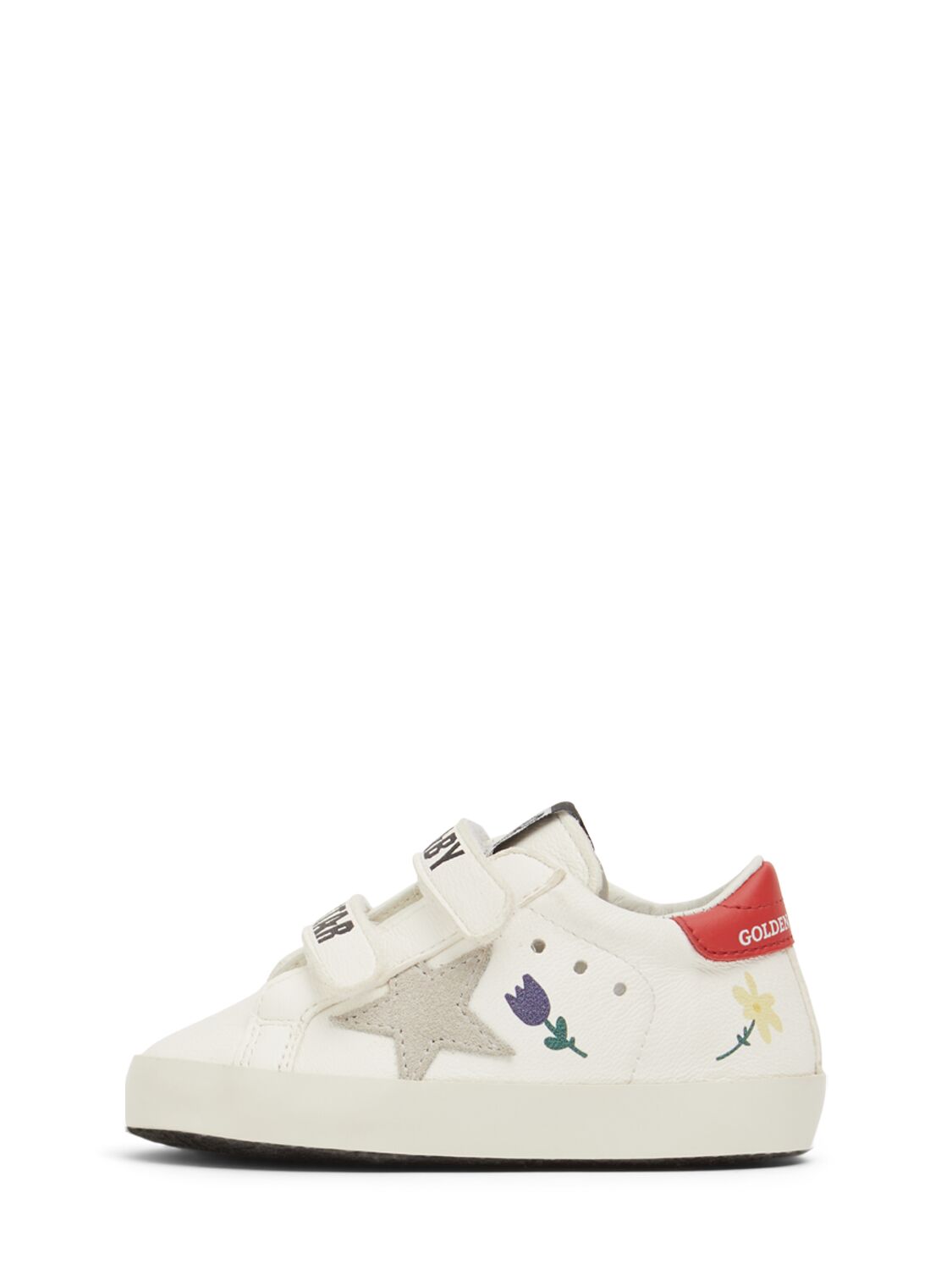 Shop Golden Goose Baby School Leather Pre-walker Shoes In White/red