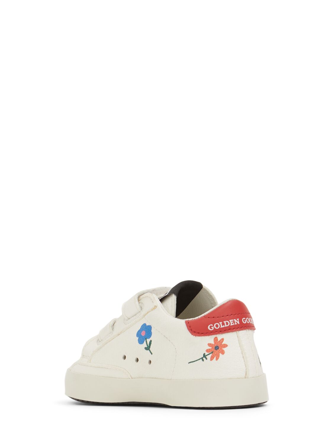 Shop Golden Goose Baby School Leather Pre-walker Shoes In White/red