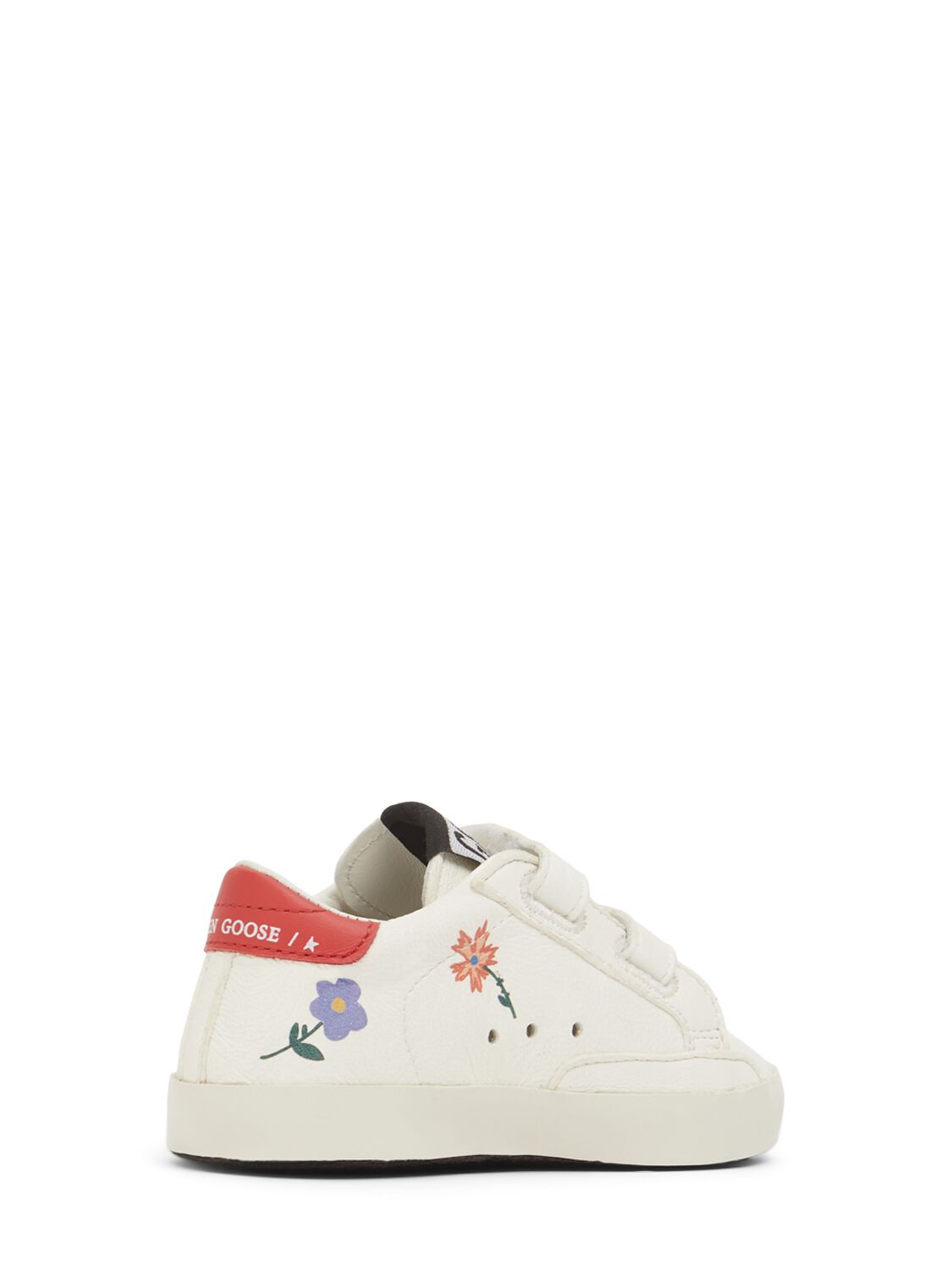 Shop Golden Goose Baby School Leather Pre-walker Shoes In White/red