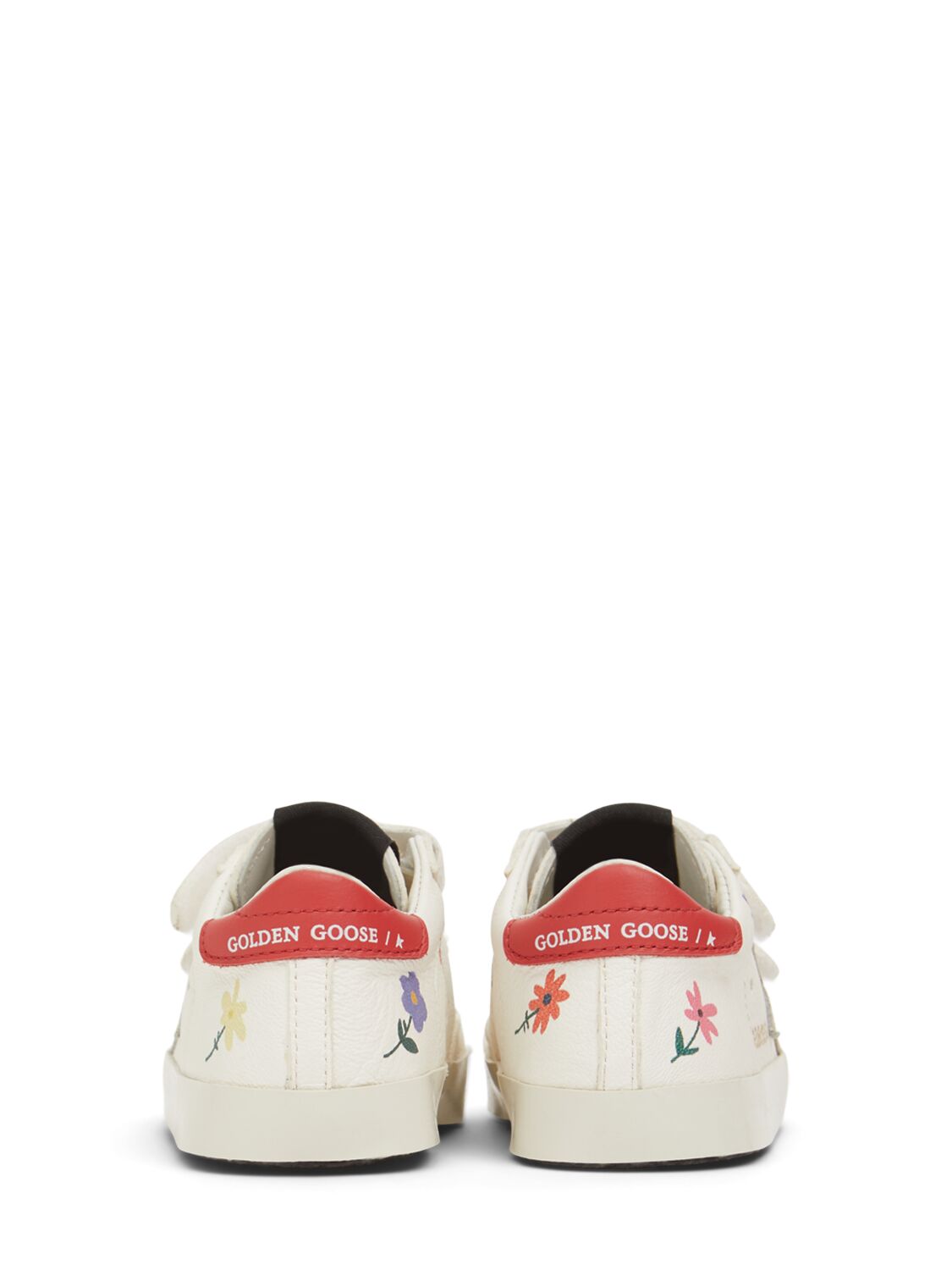 Shop Golden Goose Baby School Leather Pre-walker Shoes In White/red