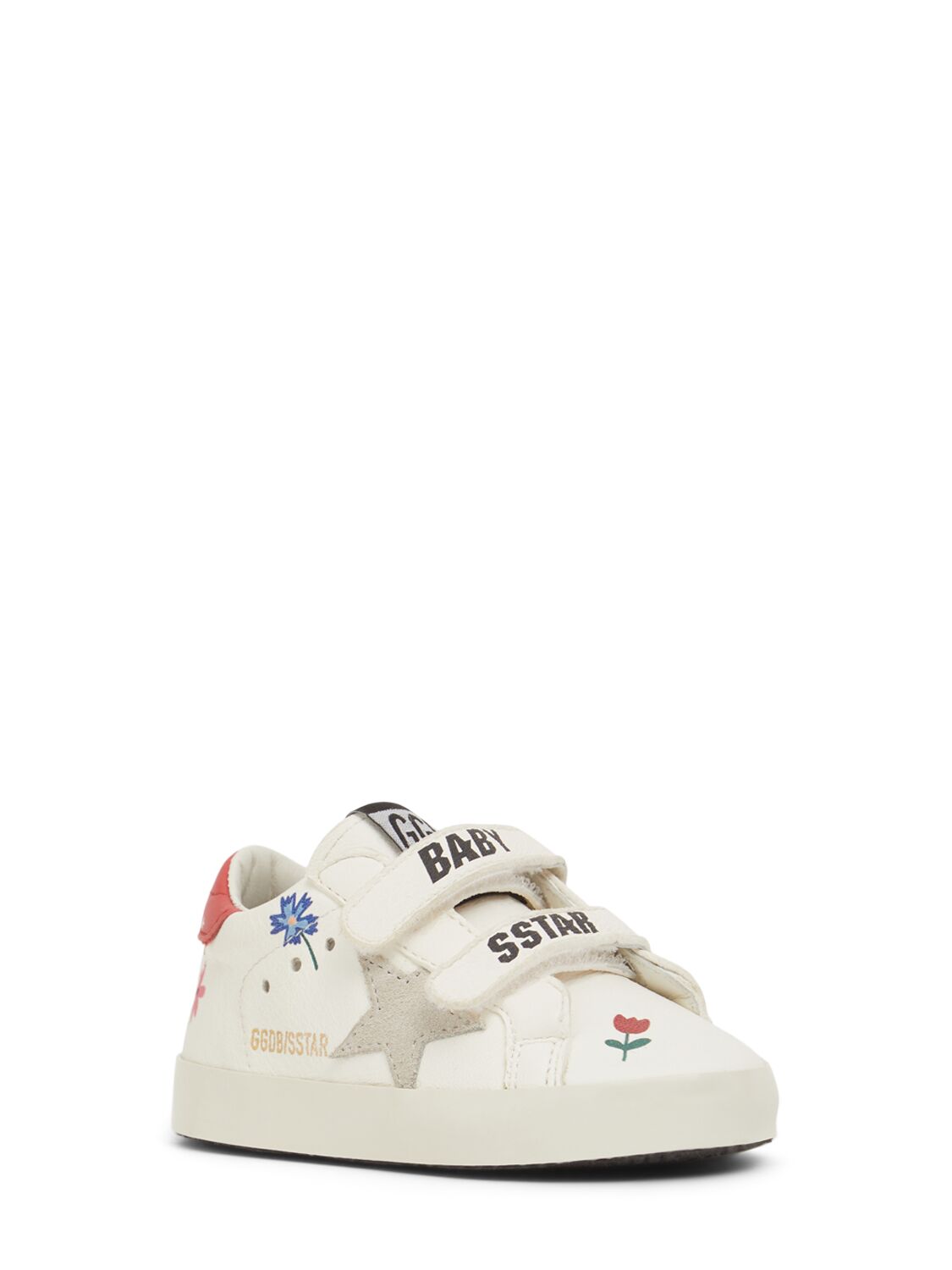 Shop Golden Goose Baby School Leather Pre-walker Shoes In White/red