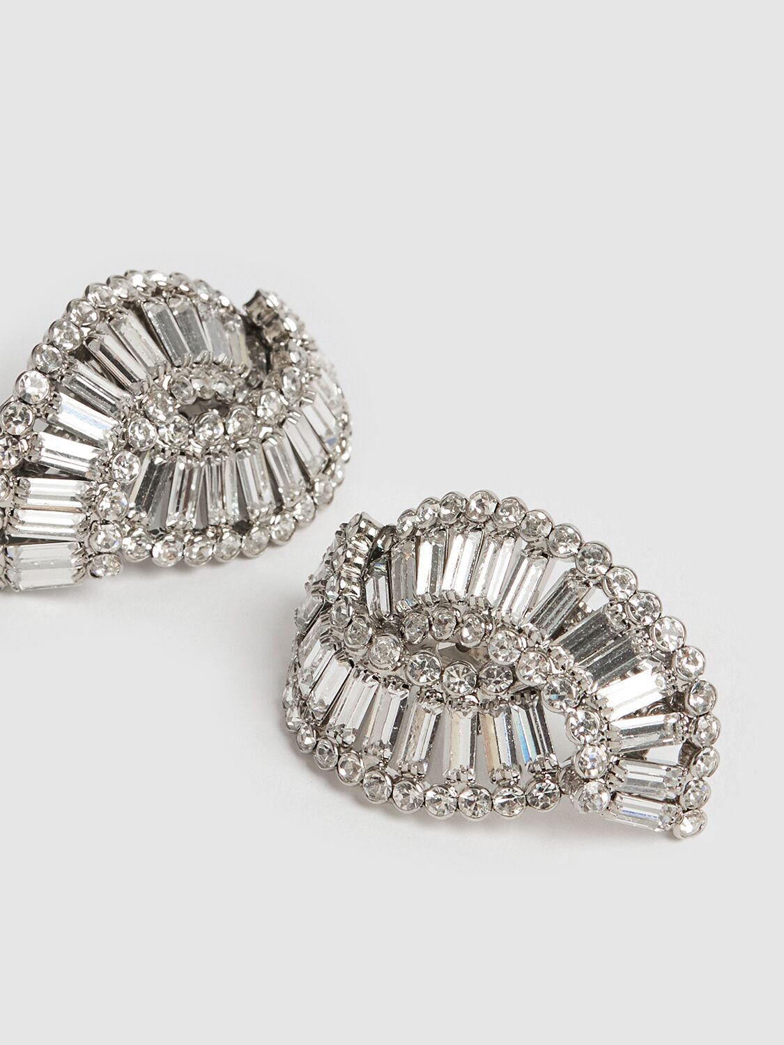 Shop Alessandra Rich Crystal Shell Earrings In Silver