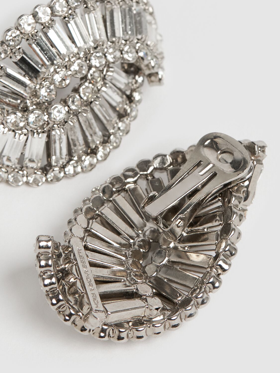 Shop Alessandra Rich Crystal Shell Earrings In Silver