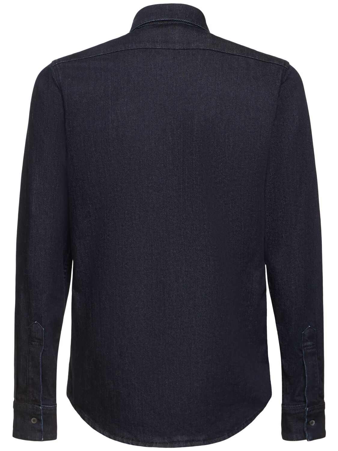 Shop Bally Adrien Brody Cotton Blend Denim Shirt In Dark Blue Wash