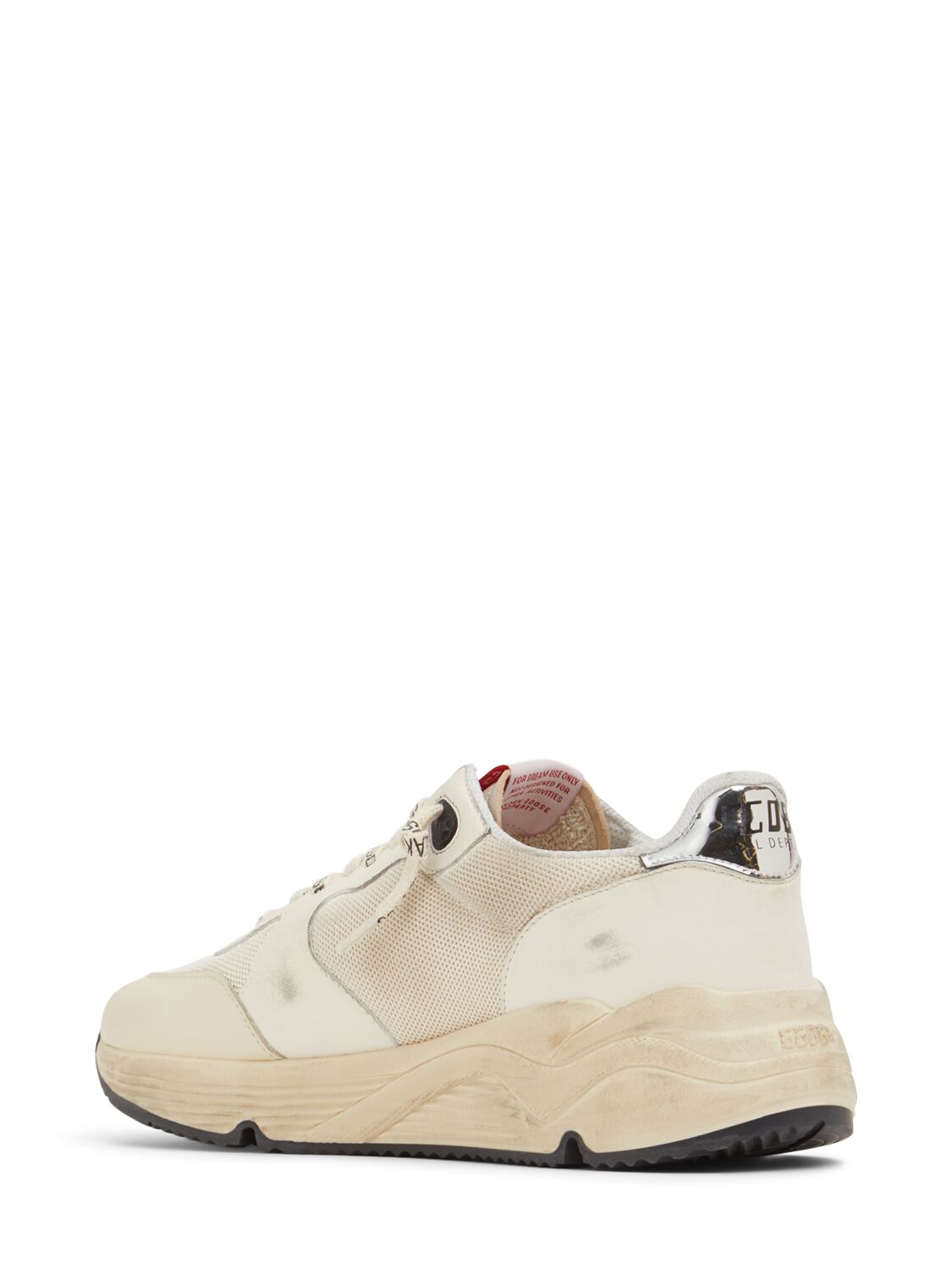 Shop Golden Goose 30mm Running Sole Leather Sneakers In White/cream