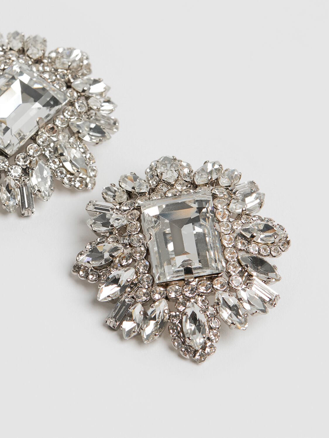 Shop Alessandra Rich Crystal Stud Earrings In Cry-silver