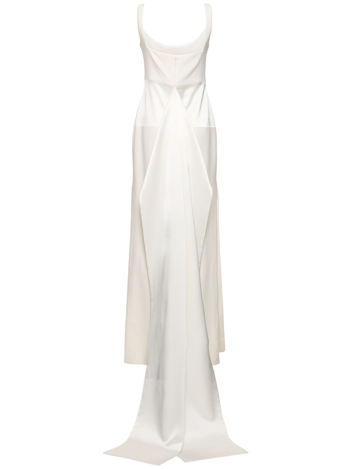 Shop Galvan Fiorentina Compact Crepe Long Dress In White