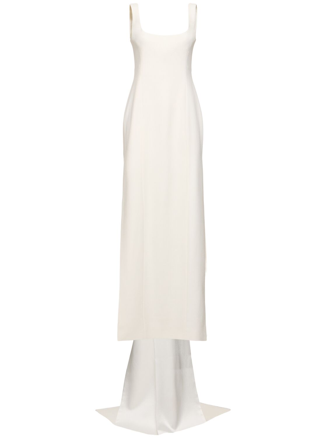 Shop Galvan Fiorentina Compact Crepe Long Dress In White