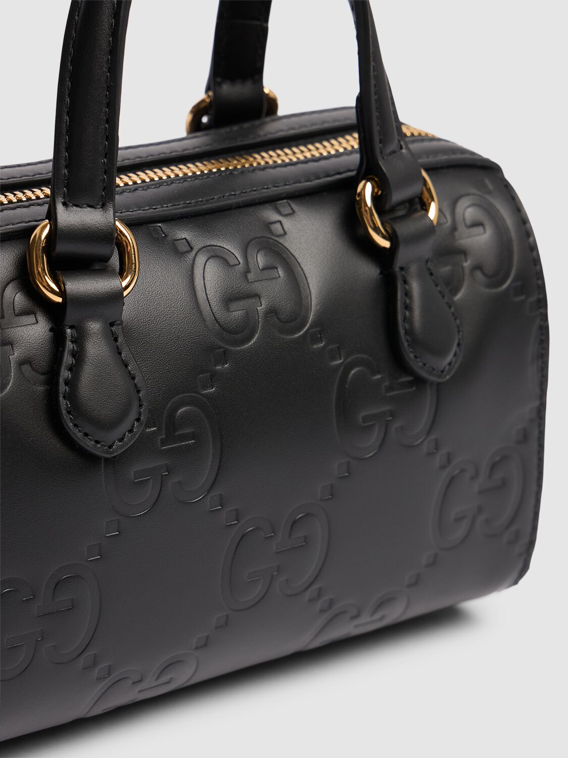 Shop Gucci Mini Gg Leather Shoulder Bag In Black