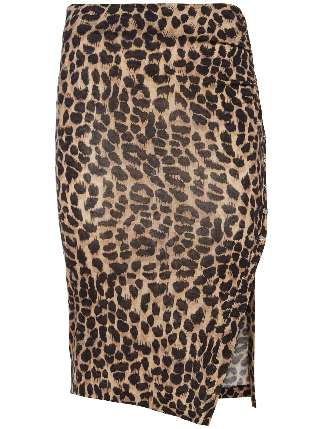 Blumarine Printed Wool Jersey Midi Skirt In Beige/black