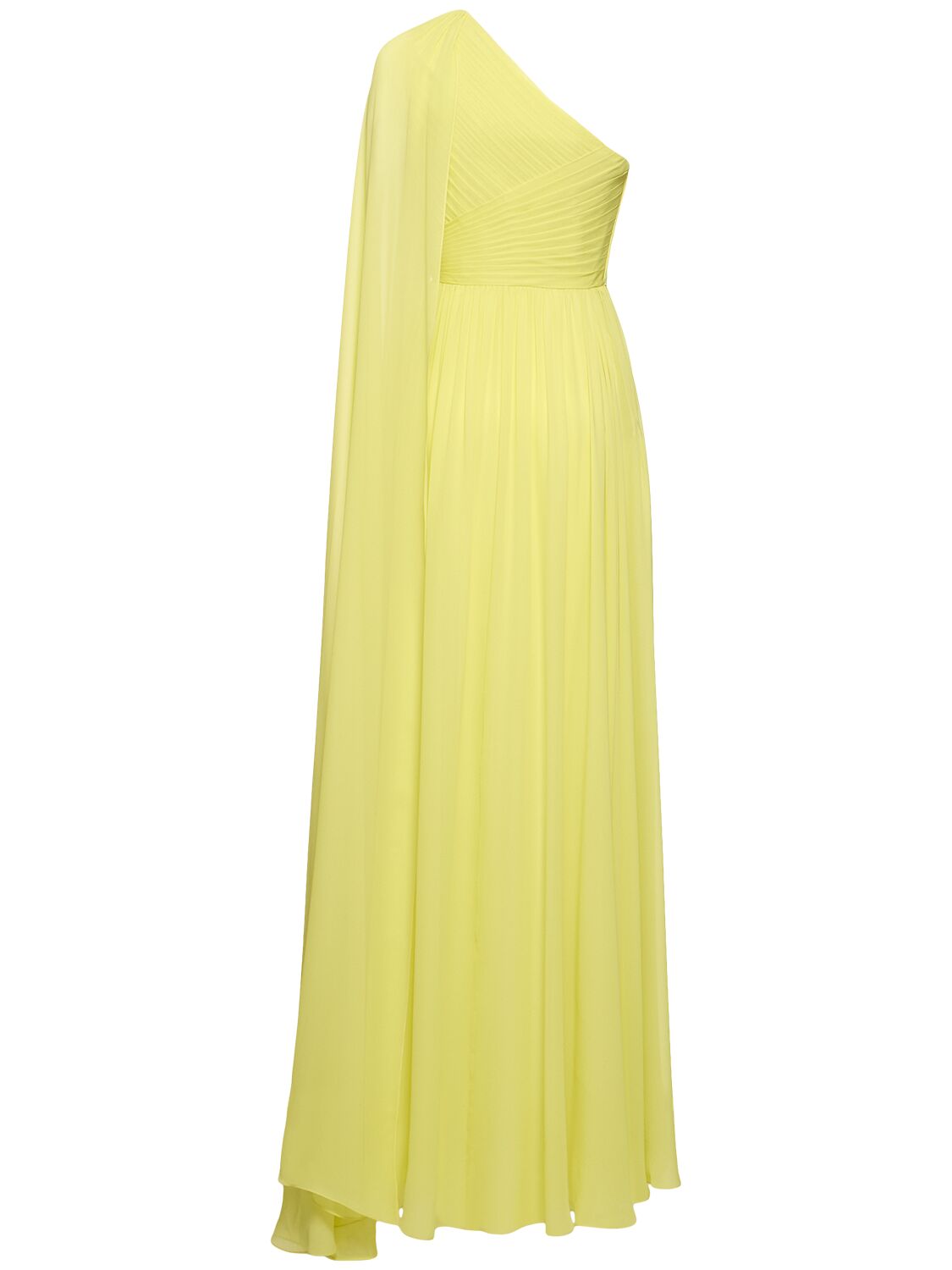 Shop Elie Saab Embellished Silk One Shoulder Long Dress In Yellow