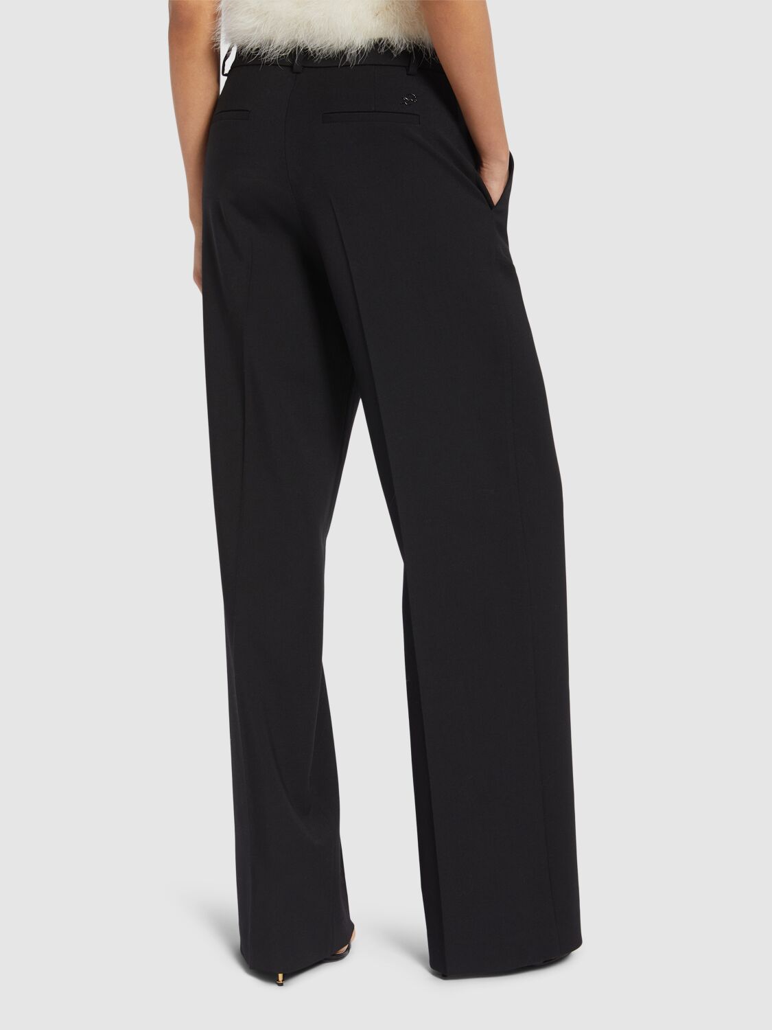 Shop Blumarine Tailored Wide Leg Pants In Black