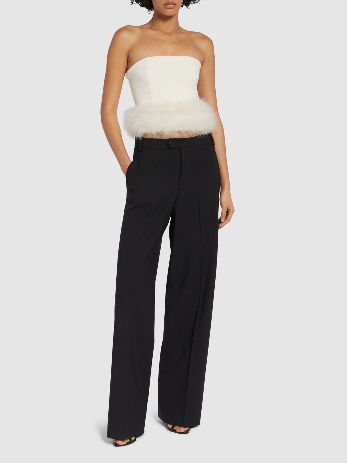 Shop Blumarine Tailored Wide Leg Pants In Black