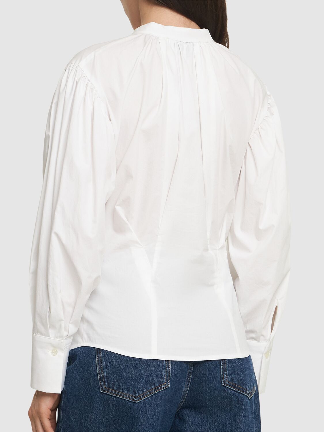 Shop Msgm Cotton Poplin Shirt In White