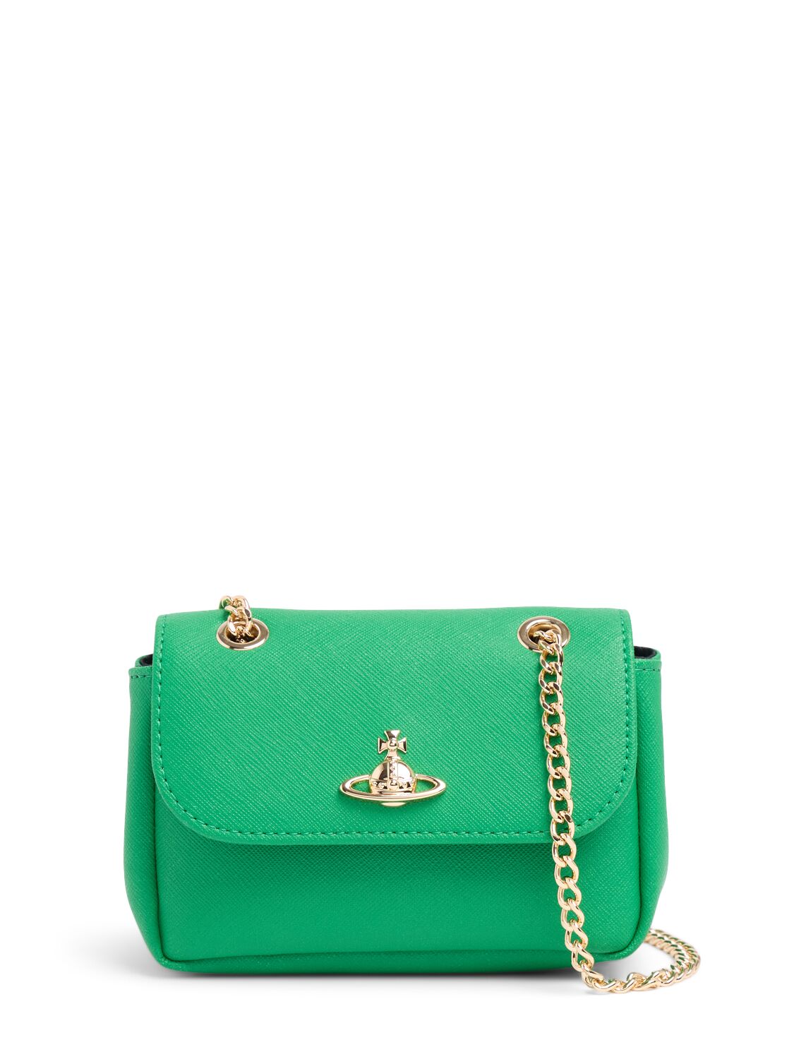 Vivienne Westwood Small Saffiano Faux Leather Bag In Bright Green