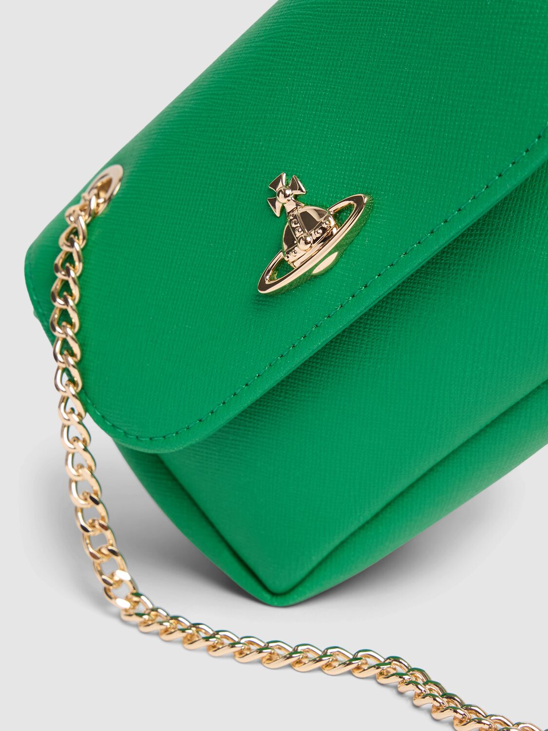 Shop Vivienne Westwood Small Saffiano Faux Leather Bag In Bright Green