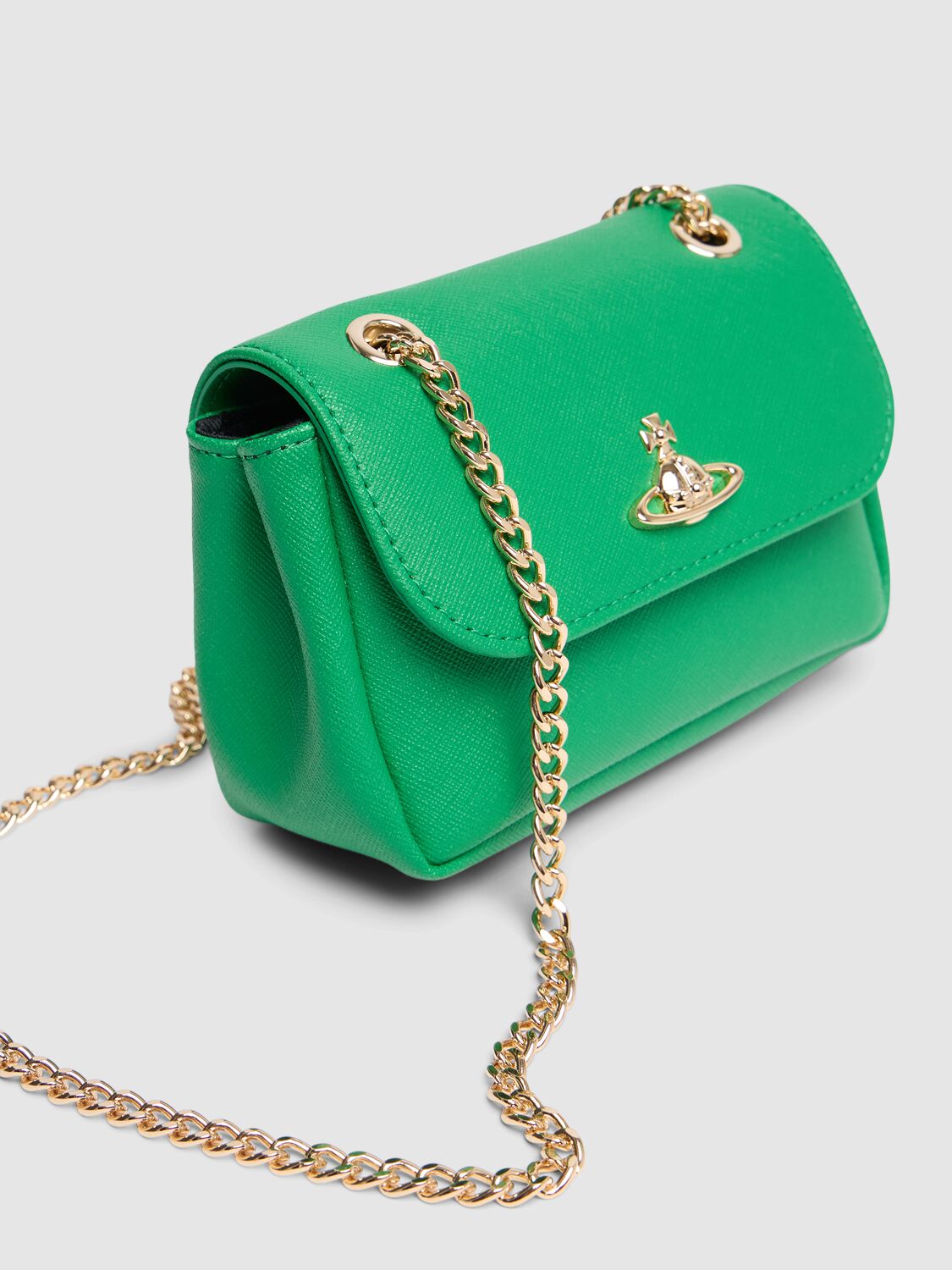 Shop Vivienne Westwood Small Saffiano Faux Leather Bag In Bright Green