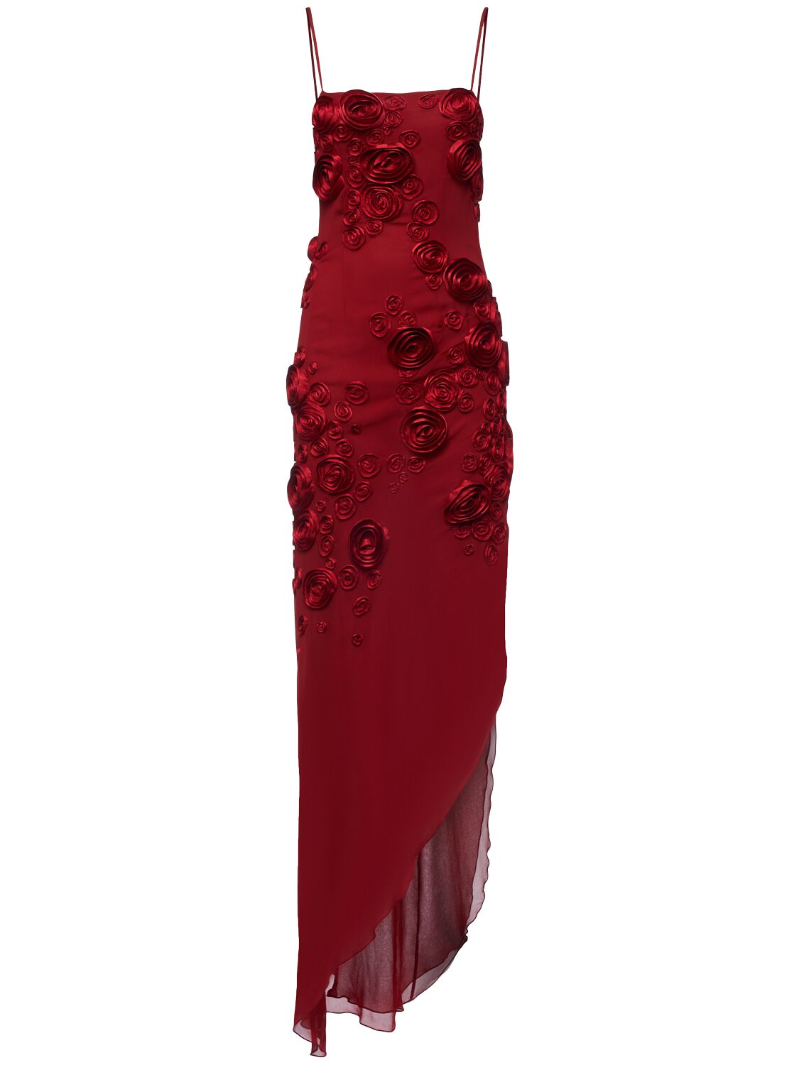 Blumarine Embroidered Long Dress In Red