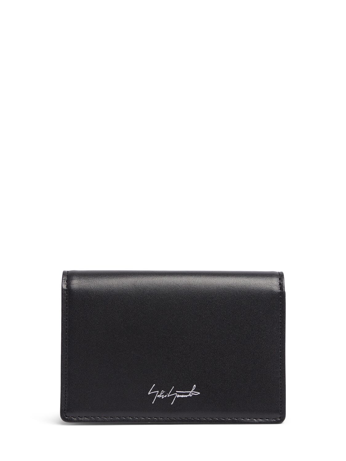 Yohji Yamamoto Gusseted Leather Business Card Case In Black
