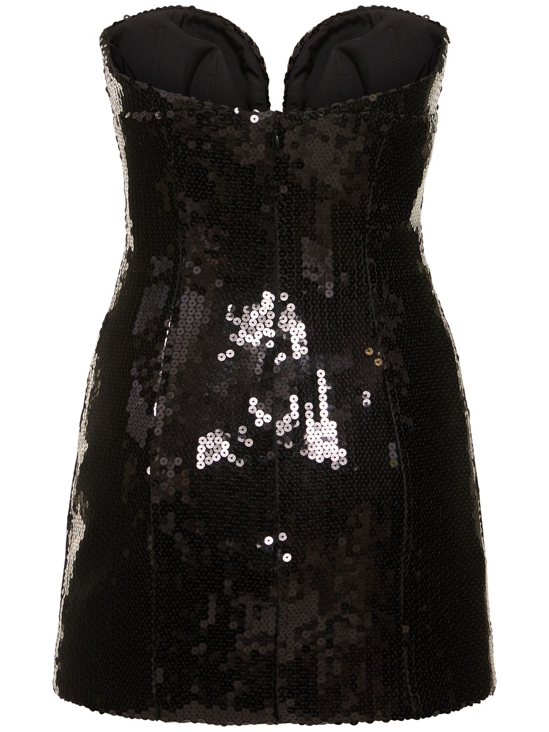 Shop Monot Sequined Sweetheart Mini Dress In Black