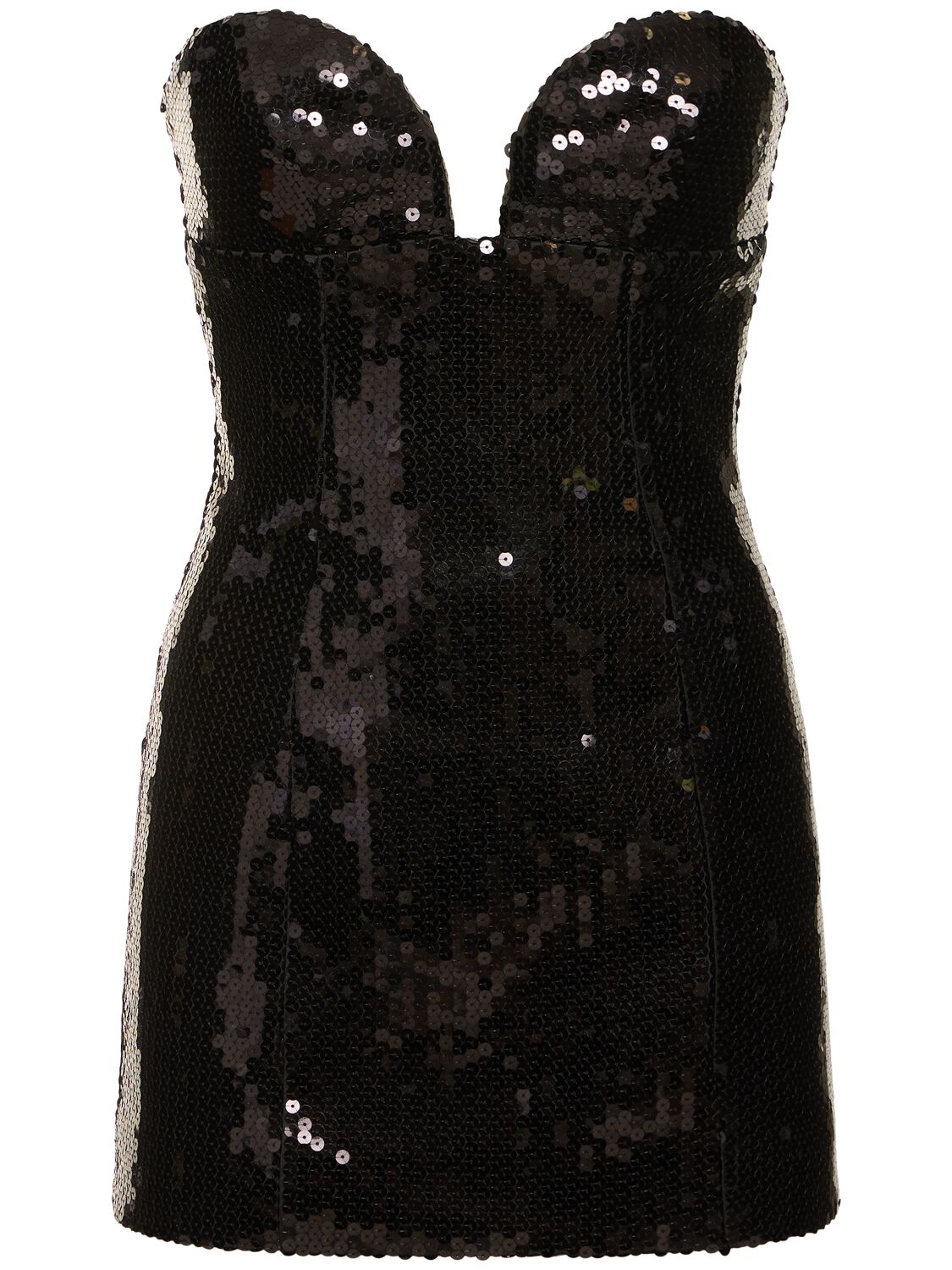 Shop Monot Sequined Sweetheart Mini Dress In Black