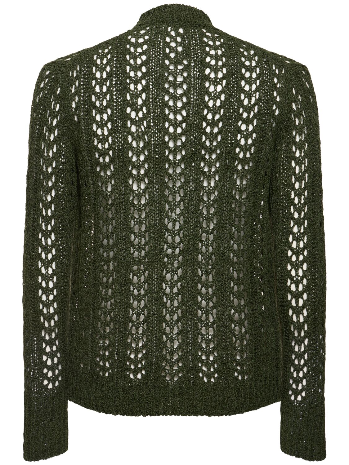 Shop J.l-a.l Redos Cotton Blend Open Knit Sweater In Dark Green
