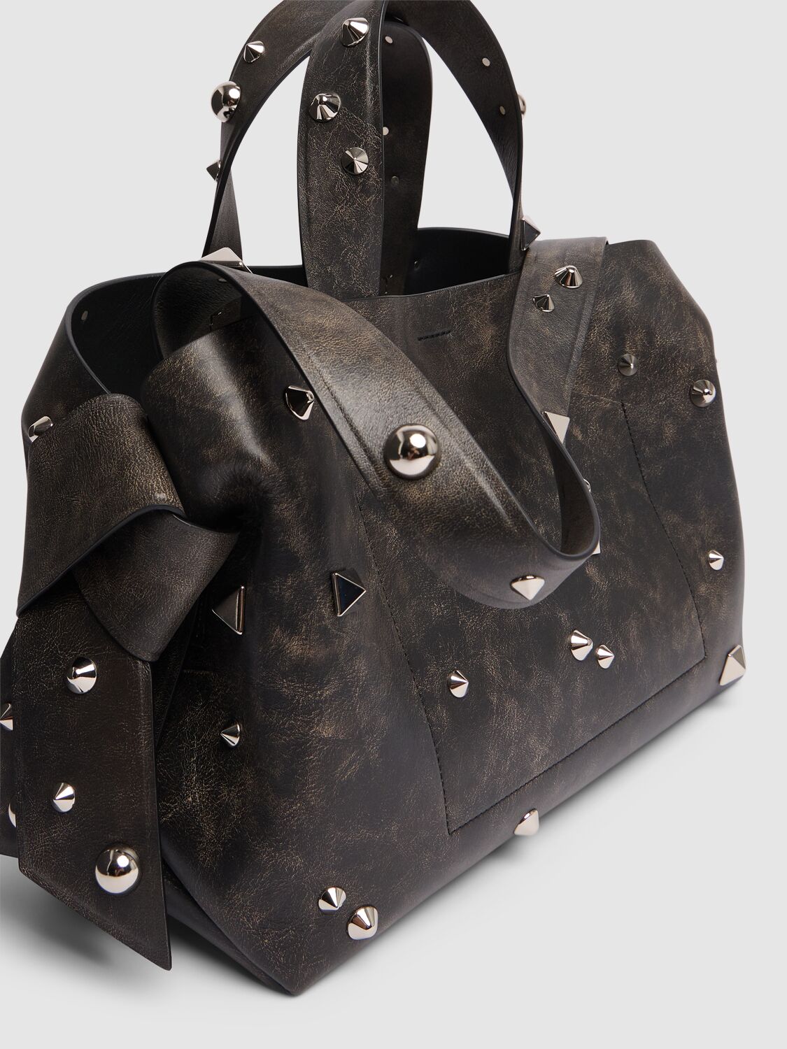 Shop Acne Studios Musubi Studs Vintage Leather Tote Bag In Dark Brown