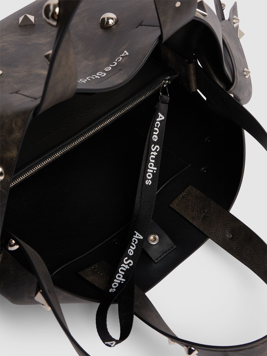 Shop Acne Studios Musubi Studs Vintage Leather Tote Bag In Dark Brown