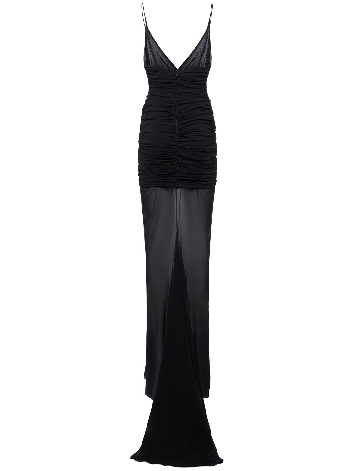 Shop Giuseppe Di Morabito Stretch Silk Chiffon Long Dress In Black