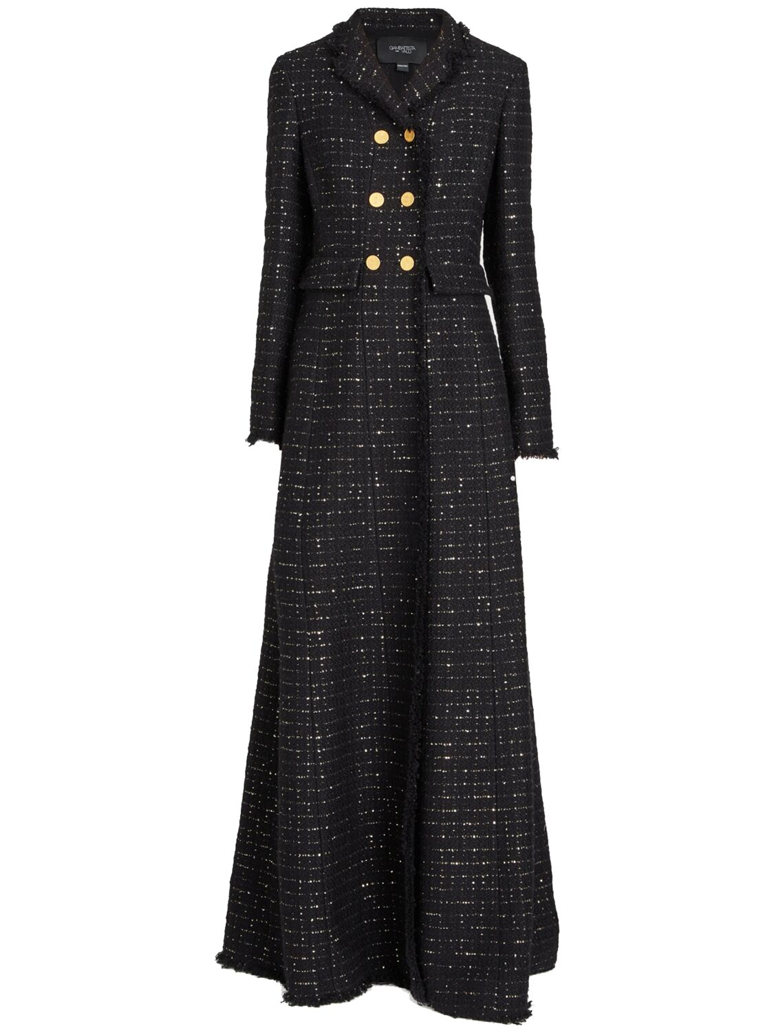 Giambattista Valli Sequined Bouclé Long Coat In Black