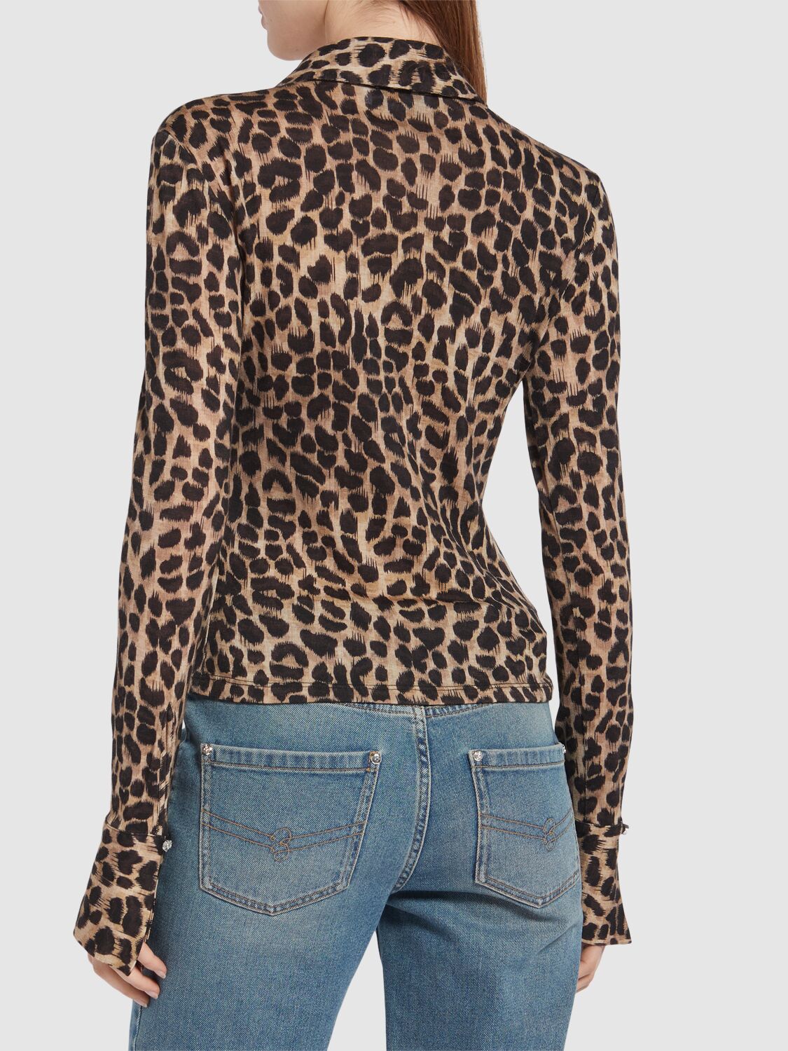 Blumarine Blouse Wool Jersey In Beige/black