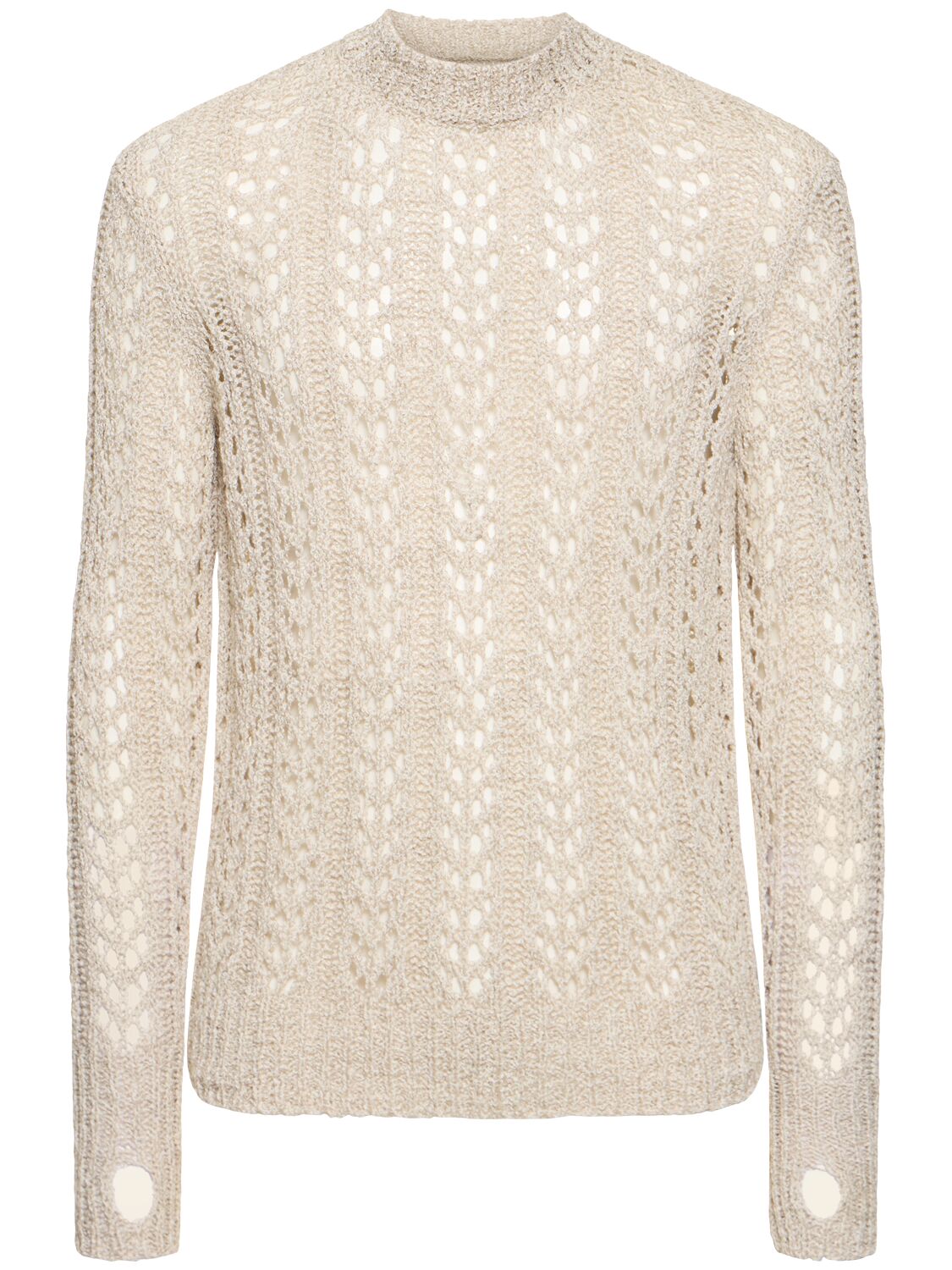 J.l-a.l Redos Cotton Blend Open Knit Sweater In Cream