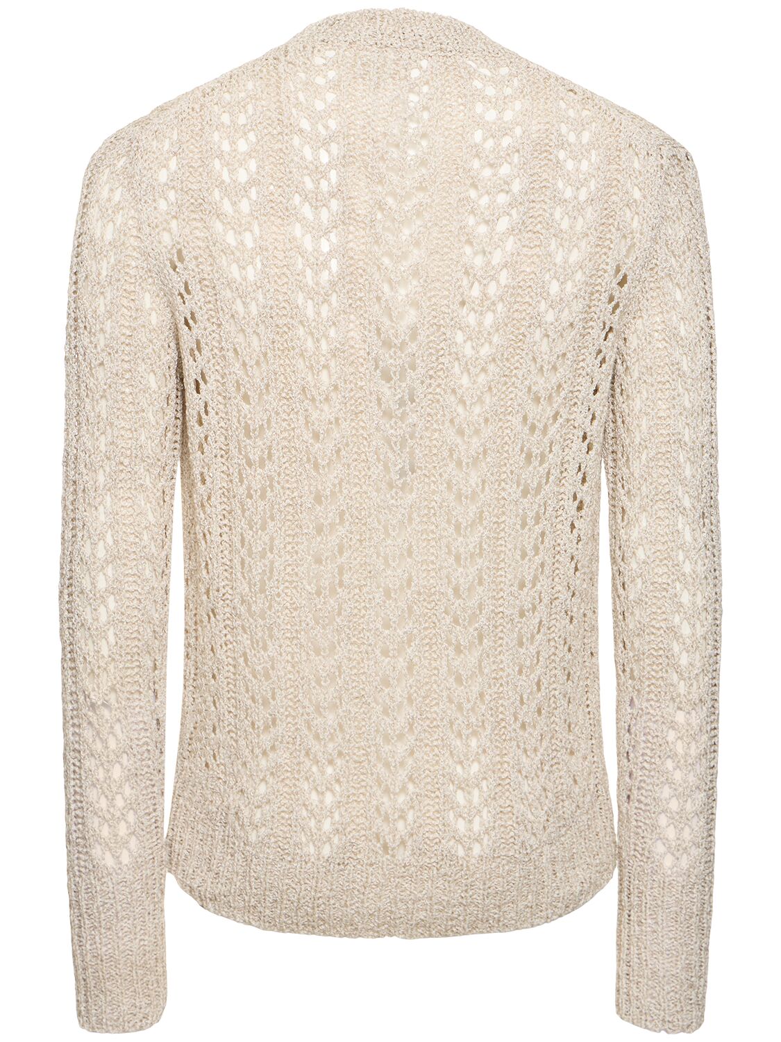 Shop J.l-a.l Redos Cotton Blend Open Knit Sweater In Cream
