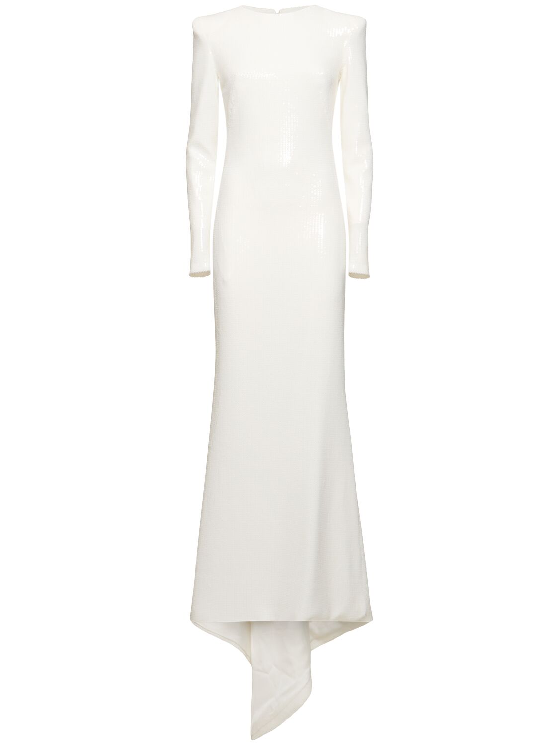 Galvan Grace Fitted Long Sleeve Maxi Dress In White