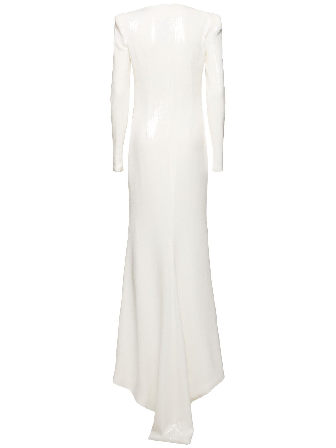 Shop Galvan Grace Fitted Long Sleeve Maxi Dress In White