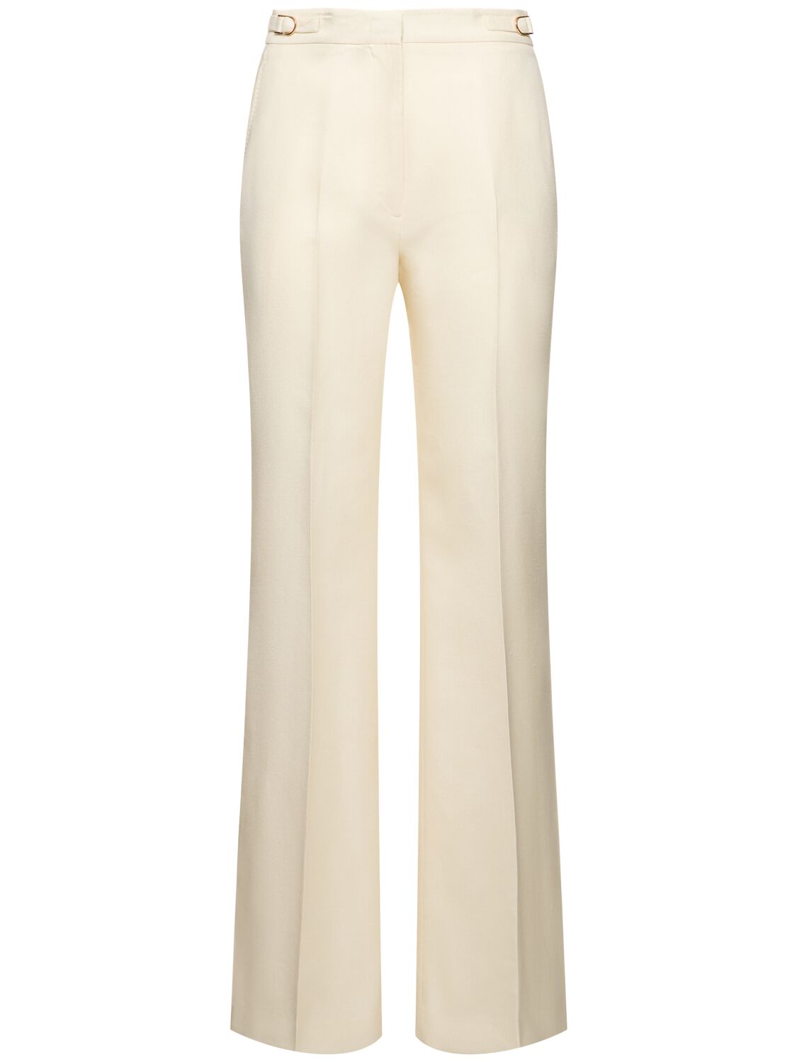 Shop Gabriela Hearst Vesta Tailored Wool Blend Wide Pants In Ivory