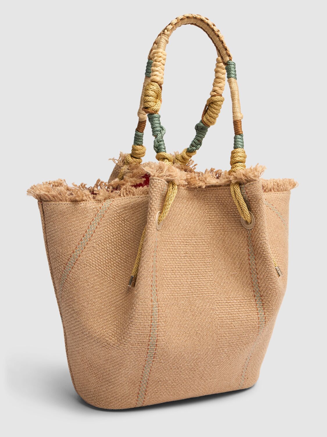 Shop Christian Louboutin Be My Side Canvas Shopper Bag In Natural