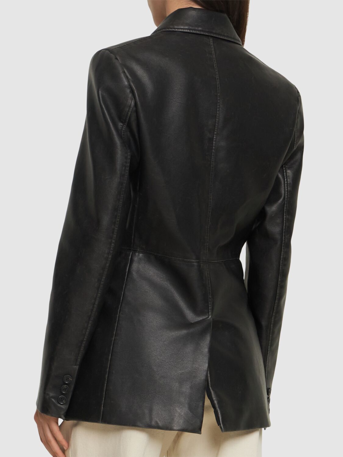 Shop Msgm Faux Leather Jacket In Black