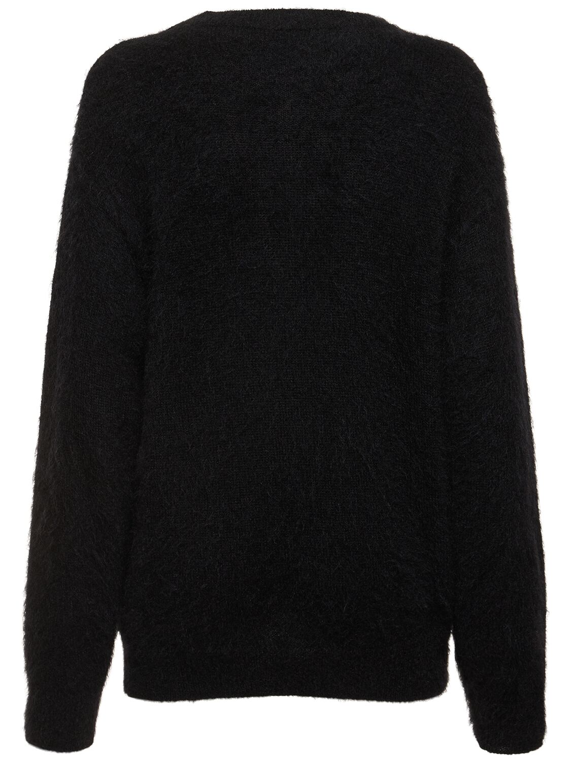 Shop Alberta Ferretti Logo Mohair Blend Knit Sweater In Black