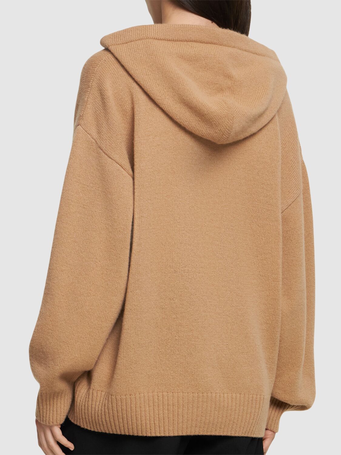 Shop Msgm Wool Blend Knit Hoodie In Camel