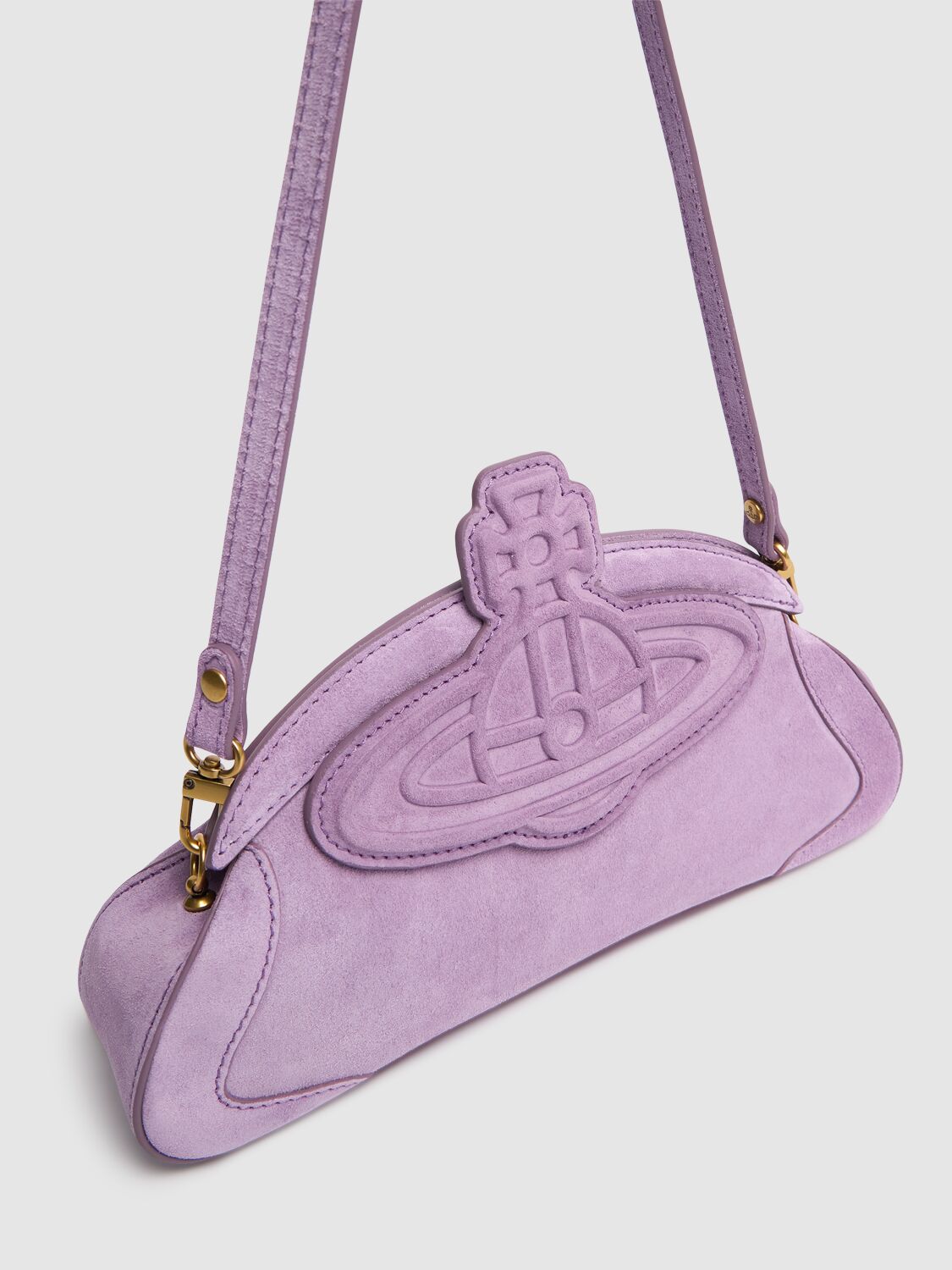 Shop Vivienne Westwood Amber Suede Clutch In Lilac