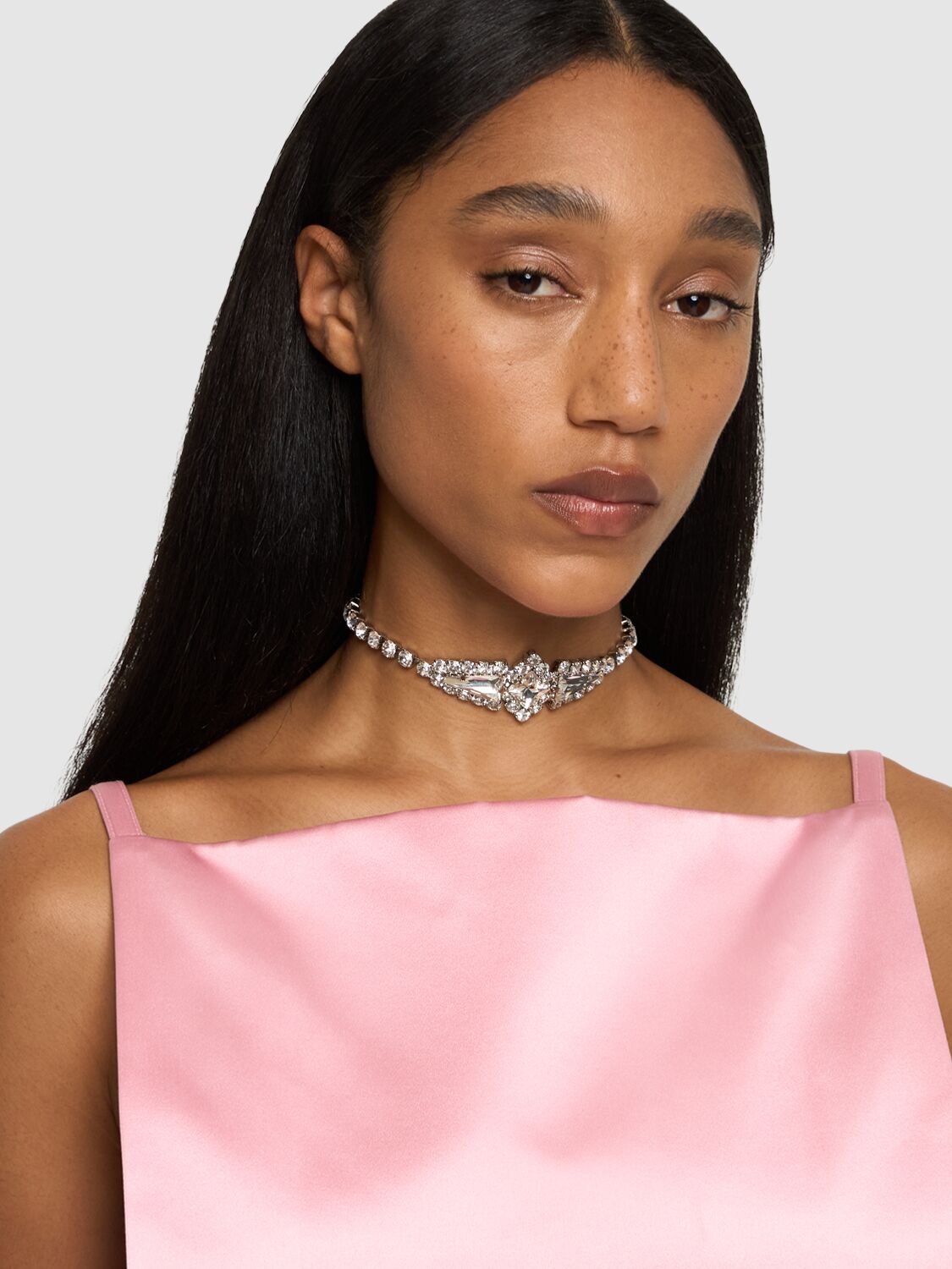 Shop Alessandra Rich Crystal Choker In Silver