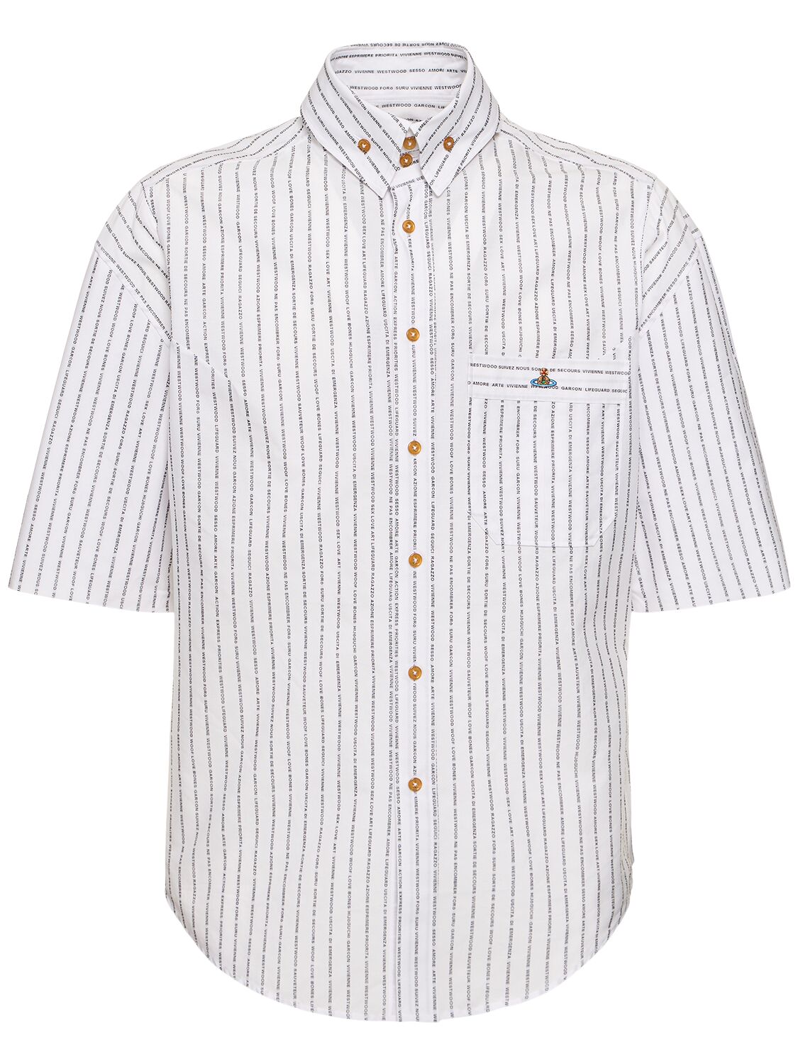 Shop Vivienne Westwood Striped Cotton Poplin S/s Shirt In White