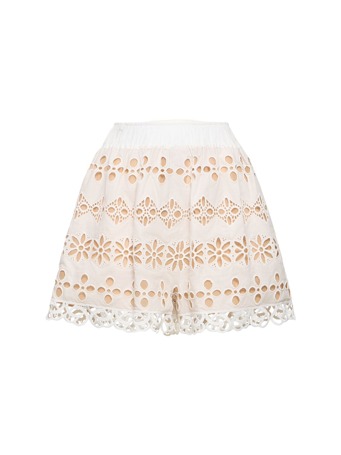 Elie Saab Embroidered Cotton Shorts In White