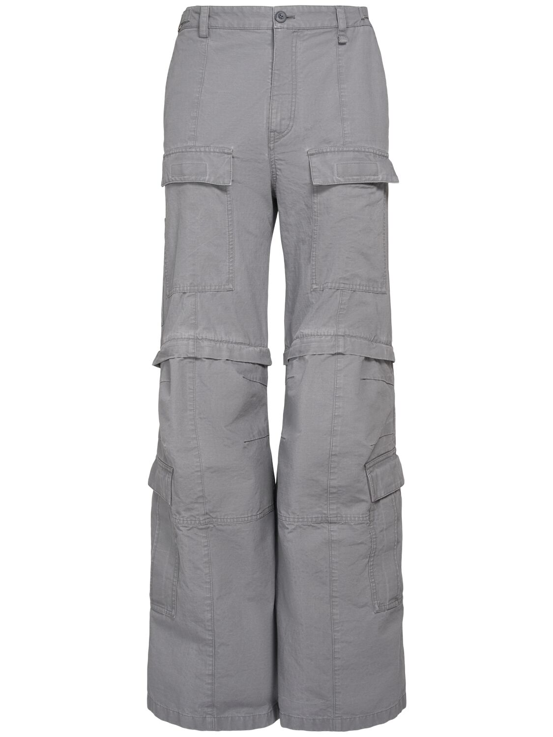 Balenciaga Flared Cotton Cargo Pants In  Grey