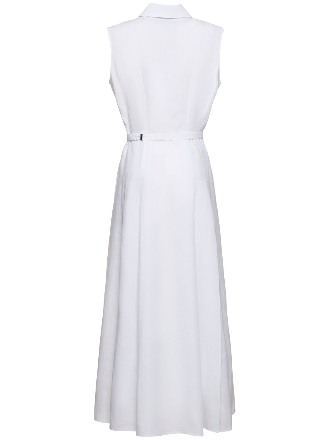 Shop Gabriela Hearst Durand Sleeveless Long Linen Shirt Dress In White